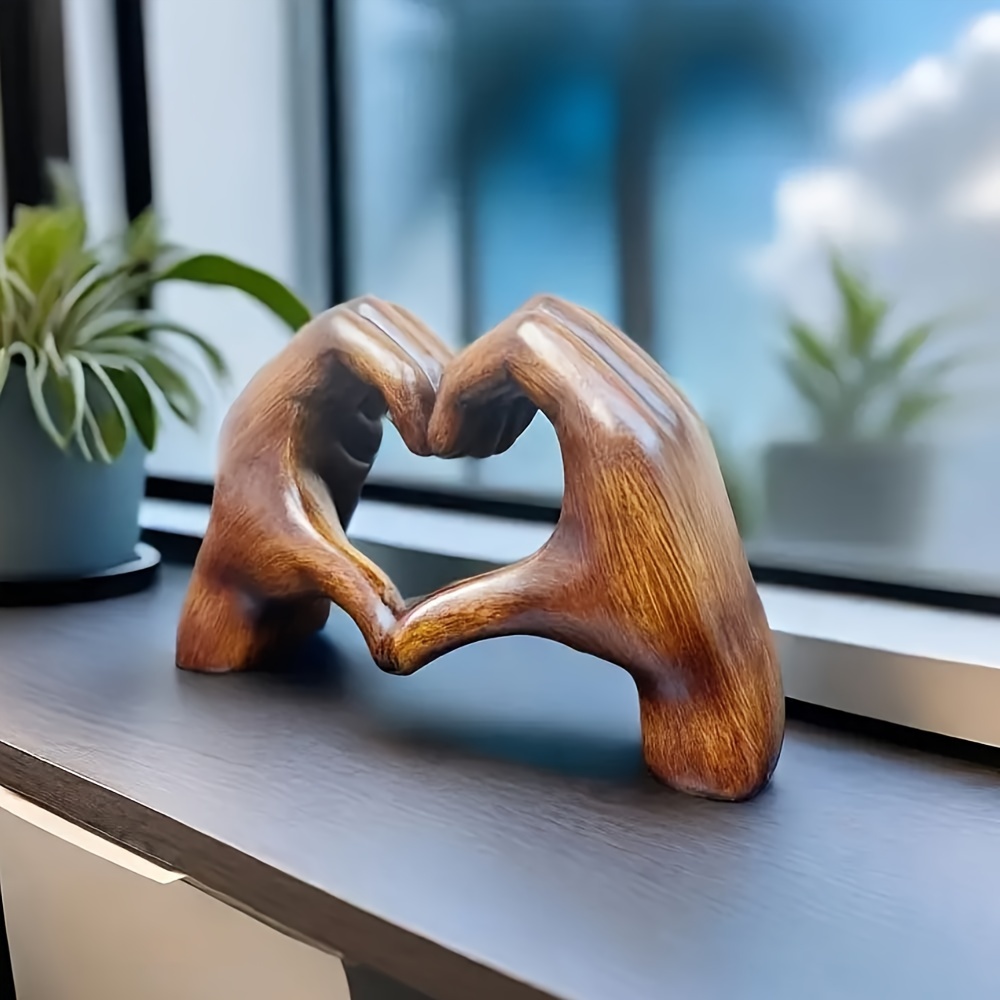 1pc hars hartvormige handgemaakte sculptuur decoratie standbeeld liefde kunst familie kantoor boekenplank woonkamer decoratie cadeau: Default Title