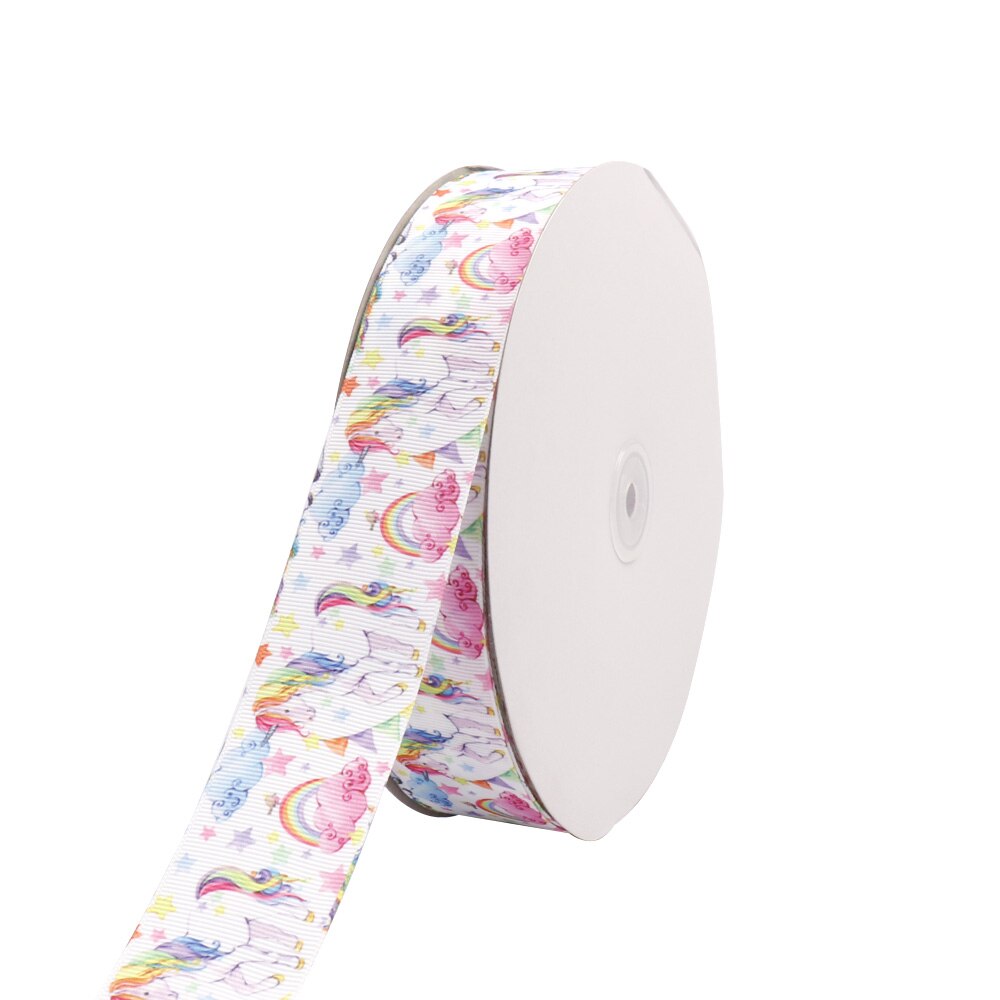 IBOWS 38mm Cartoon Grosgrain Band Regnbåge Enhörning Tryckt Band DIY Håraccessoarer Förpackning Festdekoration 5yards: 5