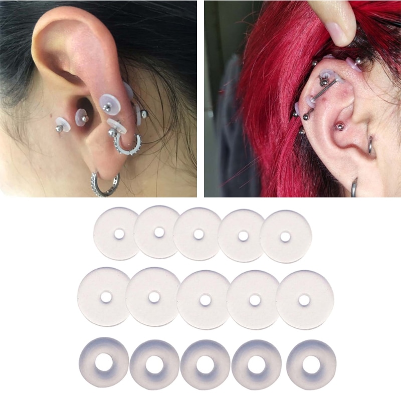 10 stykker piercing helende silikoneskiver til bagsiden af øreringene gennemsigtige skivepuder til fastgørelse af øreringe