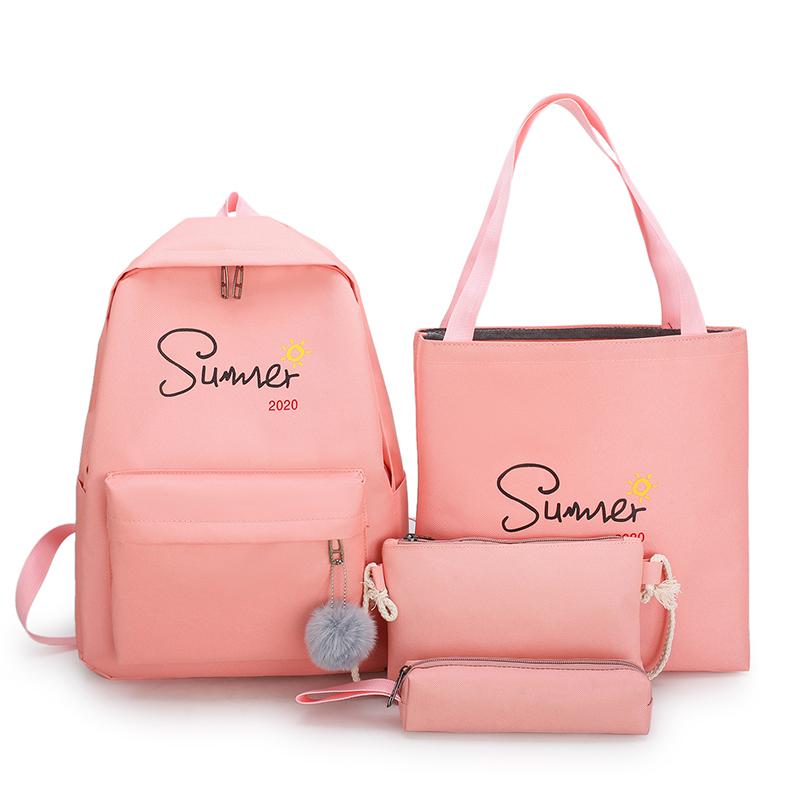 Schooltas canvas rugzak dames grote capaciteit schooltassen meisjes rugzak vrouwelijke rugzak mochilas mujer schooltas: Roze