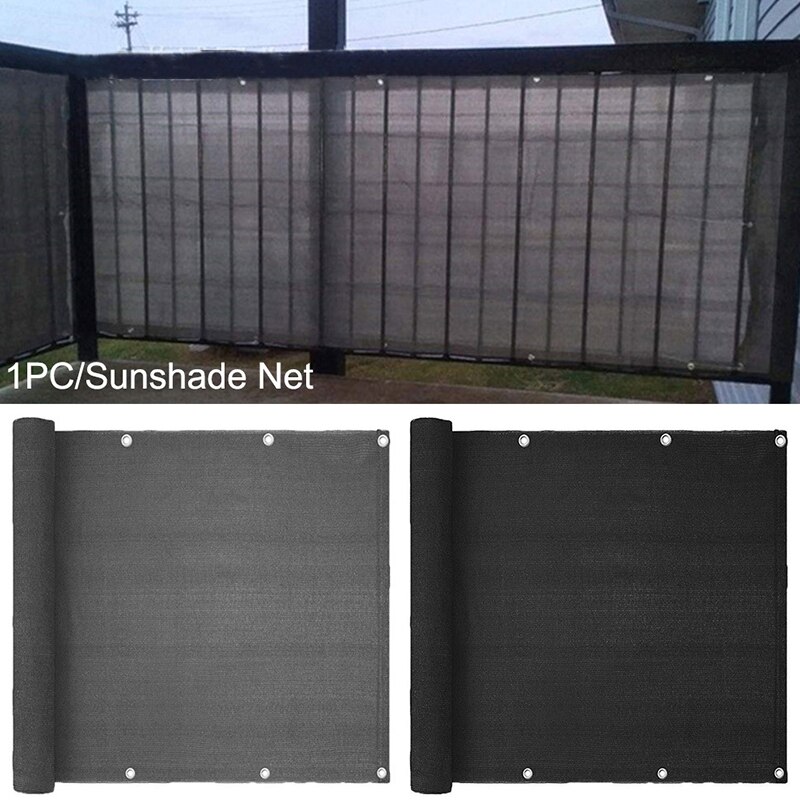 Balcony Safety Net Home Privacy Shade Sail Garden PE Buckle Sunscreen Net Gray Black Color
