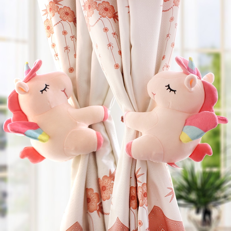 2pcs/set Cartoon Unicorn Curtain Tieback Holder Hooks Tie Backs Children Room Decoration Accessories Holdback Curtain Strap Hook