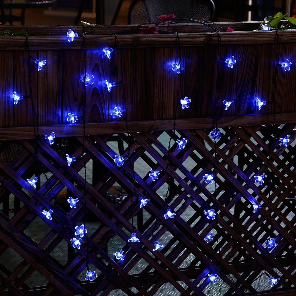 Icoco udendørs solcellelamper fairy blossom flower 20 fod 50 led string belysning til julefest hjemmeterrasse