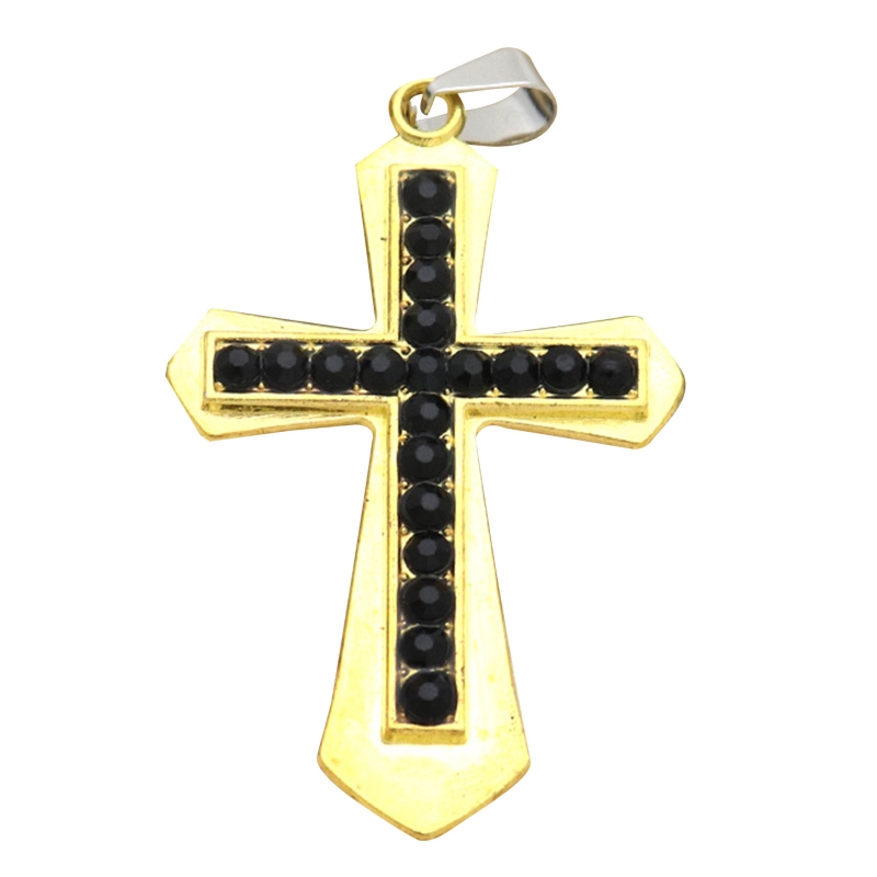 Diamond Decor Cross Charm Metal Katholieke Hanger Religieuze Opknoping Ornament Handgemaakte Diy Ketting Rugzak Sleutelhanger Accessoires: Golden black