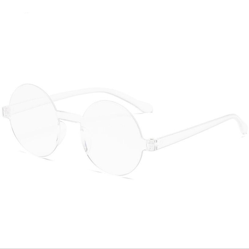 Candykleurige ronde zonnebril voor dames, vintage randloos, rood, geel, eendelige lens, trendy zonnebril voor heren en dames