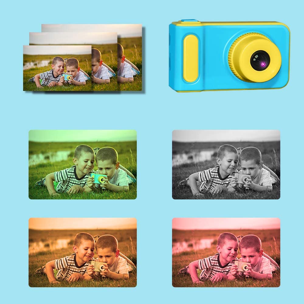 Kids Camera Kids Digital Video Camera 1080P FHD Kids Shockproof Video Camcorder with 2 Inch IPS Screen Kids Digital Camera blue