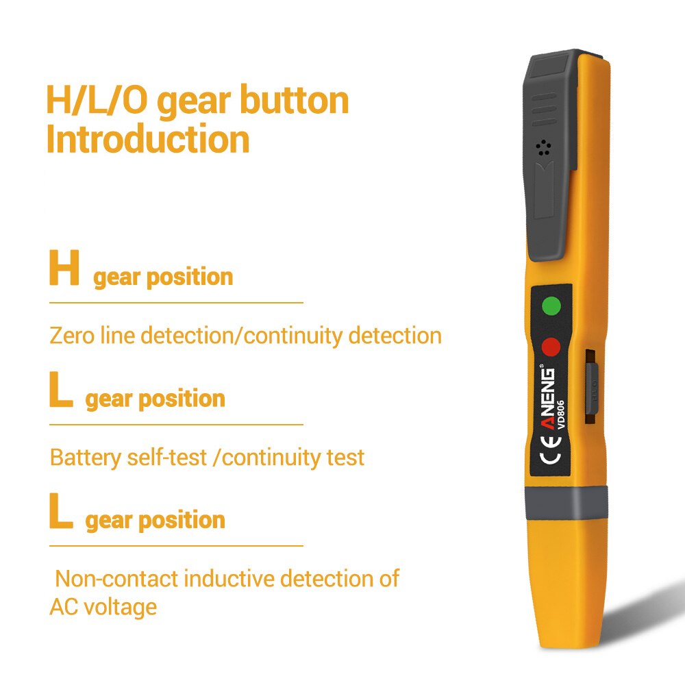 Détecteur de tension sans contact ca/cc testeur de stylo électrique crayon de Test d'induction de batterie de continuité avec alarme de lumière sonore VD806