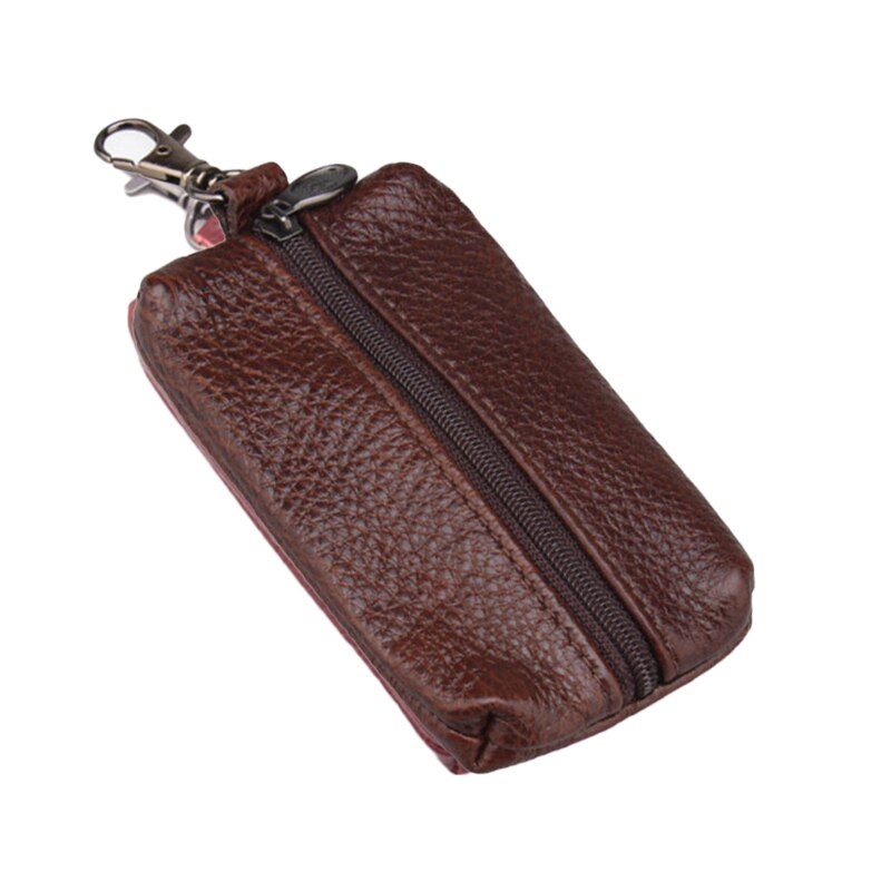 Funda suave para llaves de coche, Funda de cuero inteligente carteras con llavero, fundas para ama de llaves, bolsa con cremallera, funda para llavero, organizador de llaves, bolsas para tarjetas, 1 ud.: Brown
