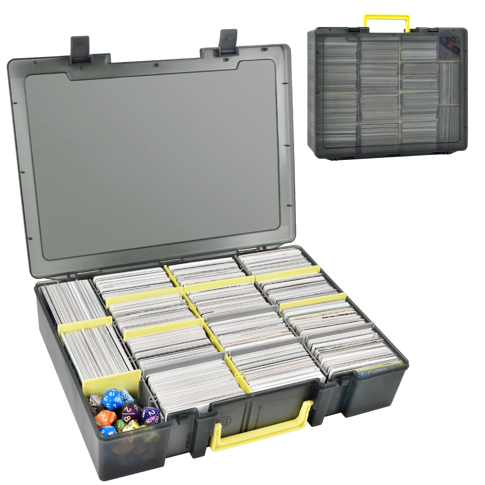 Sammelkarten-Aufbewahrungsbox, 2300+ Spielkartenetui-Halter, Organizer, kompatibel mit PM TCG/für Yugioh/für CAH/für Phase 10: Dunkelgrau