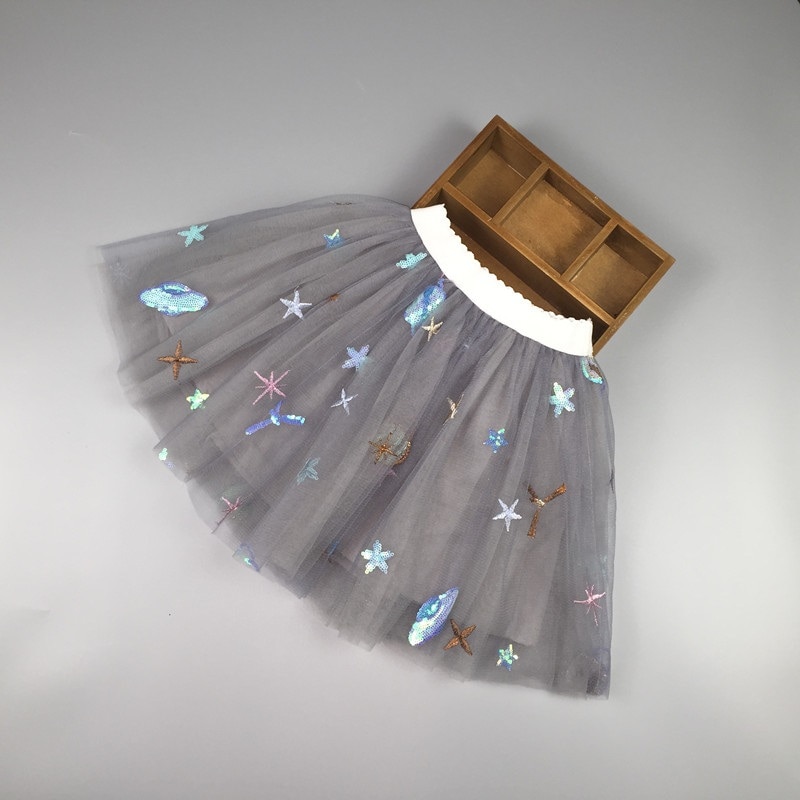 Tyttöjen tutu hame vauvan juhlapuku hame lasten verkkohame lasten tanssihame tytöille juhlahousut space sequin star 3 to 9 v.