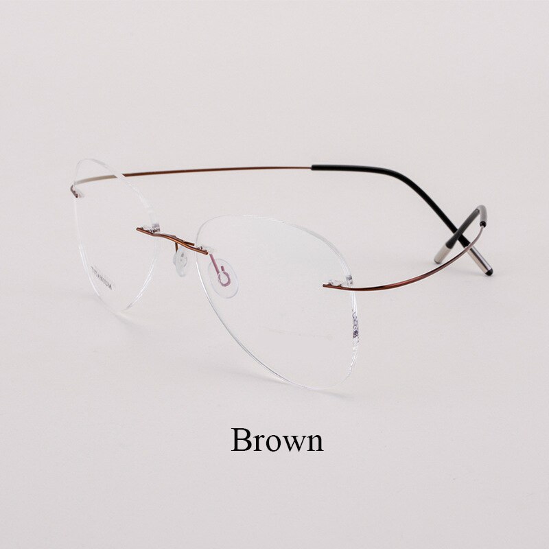 Bclear Titanium Randloze Brillen Optische Glazen Frame Mannen En Vrouwen Eyewear Lichtgewicht Flexibele Spektakel: Bruin