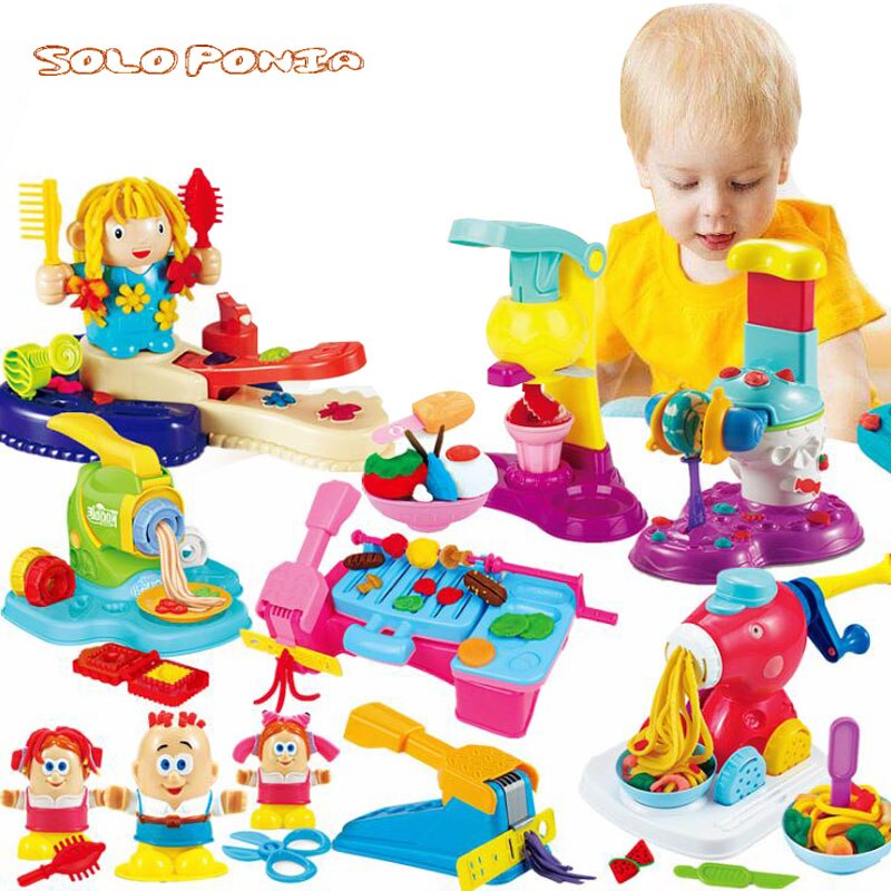 Kinderen Pretend Play Keuken Speelgoed Diy Gekleurde Klei Kit Handgemaakte Boetseerklei Speelgoed Set Diy Ijs Machine Voedsel Koken set