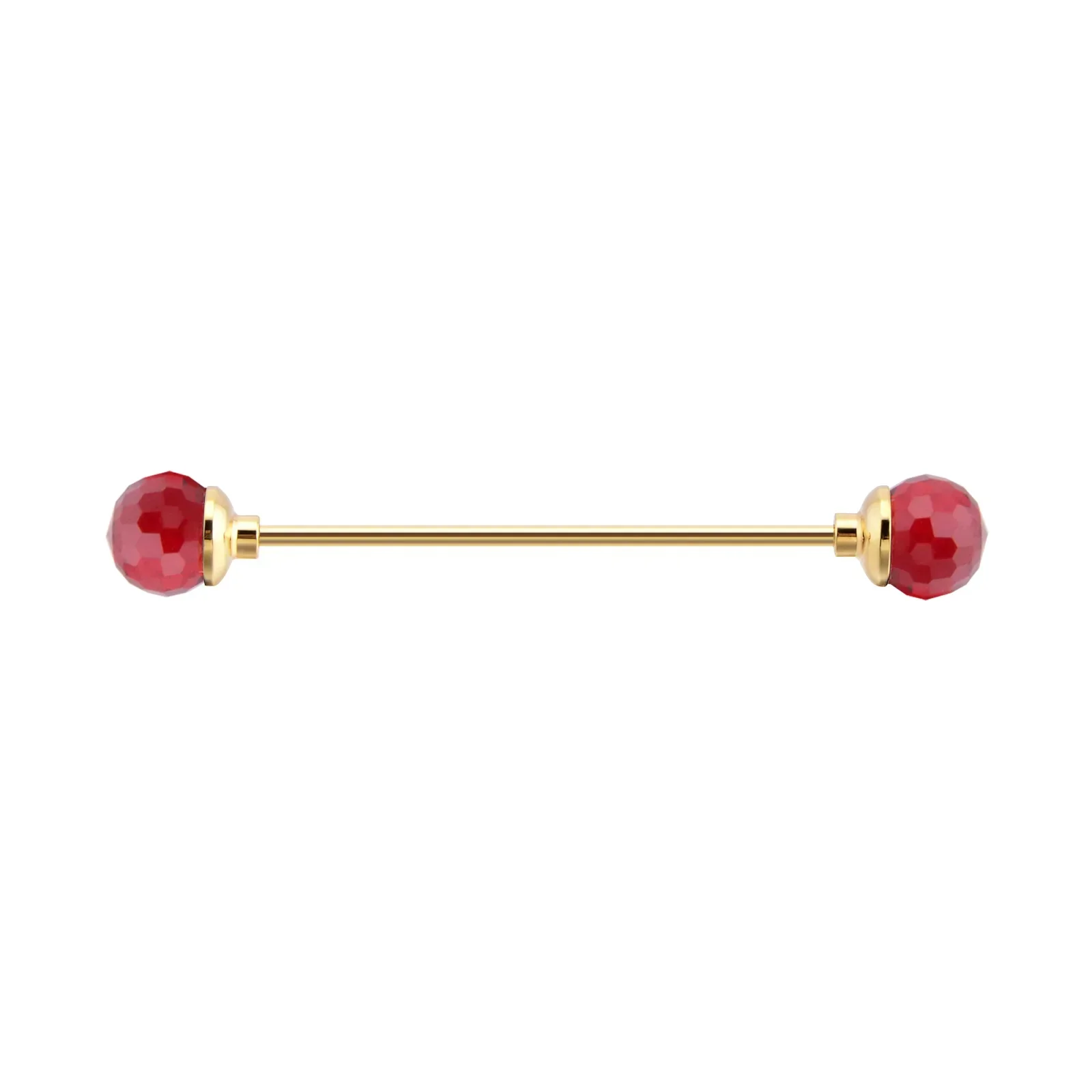 Épingle de col tendance pour hommes, chemise ronde à multiples facettes, trou de boule de cristal, épingles de collier, accessoires d&#39;affaires, peut dévisser: Red-Gold