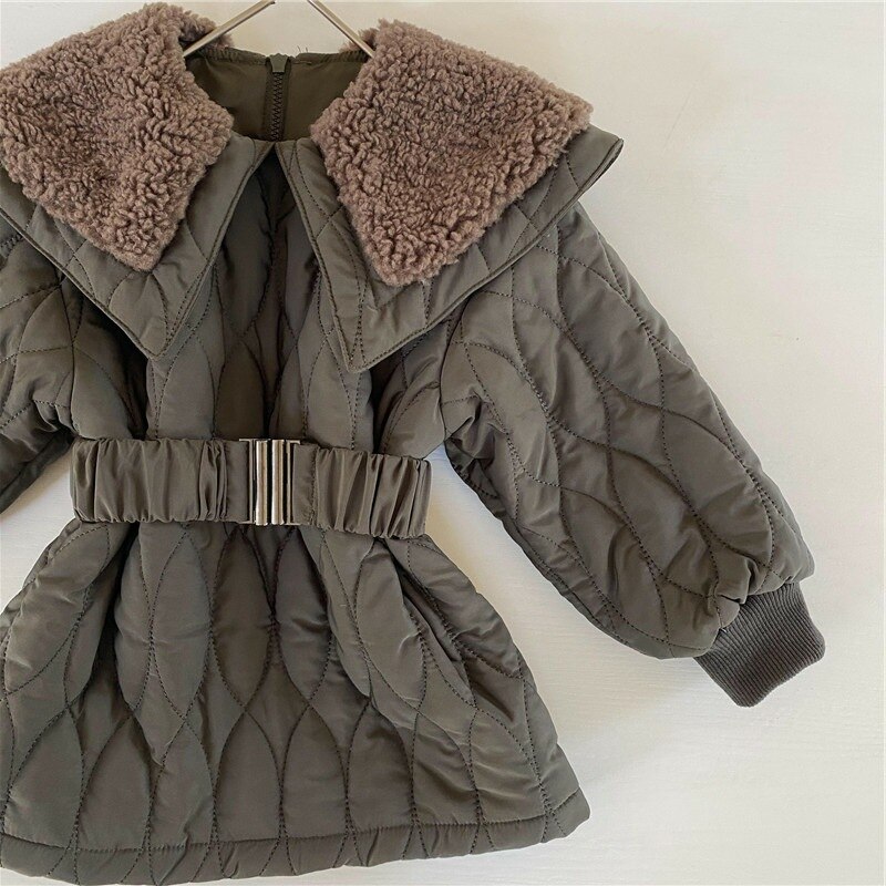 Girls Winter Clothes Padded Jacket Baby Korean Style Children's Personality Korean Thick Fur Collar Padded Parkas Jacket Outwear