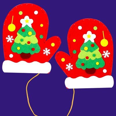 Gant de noël, non-tissé, pour enfants de noël, fait à la main, paquet de matériel pour faire soi-même, gant dessin animé, bricolage maternelle: Christmas tree