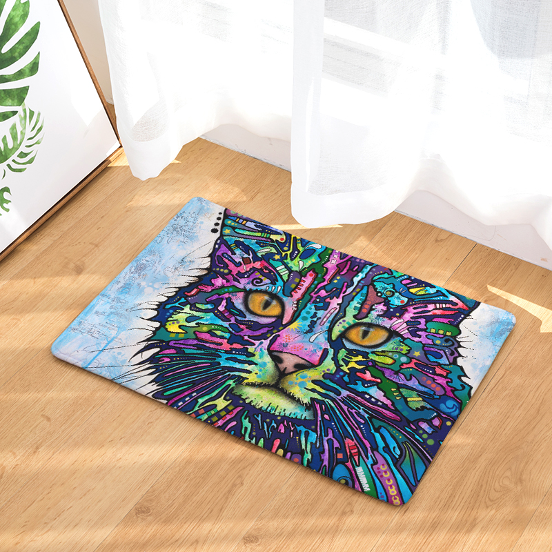 Felpudos de bienvenida con estampado de animales y gatos, alfombras de baño y cocina, felpudos de gato, Tapete antideslizante para el salón: 6