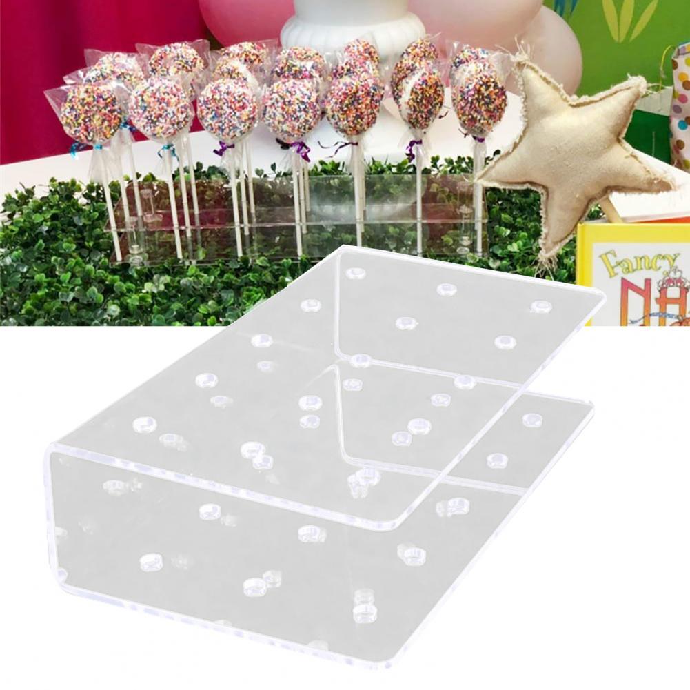 Clear Cake Pop Houder Acryl Lolly Houder Rechthoek Double Layer Cake Pop Stand Display Lolly Stand Voor Bruiloft