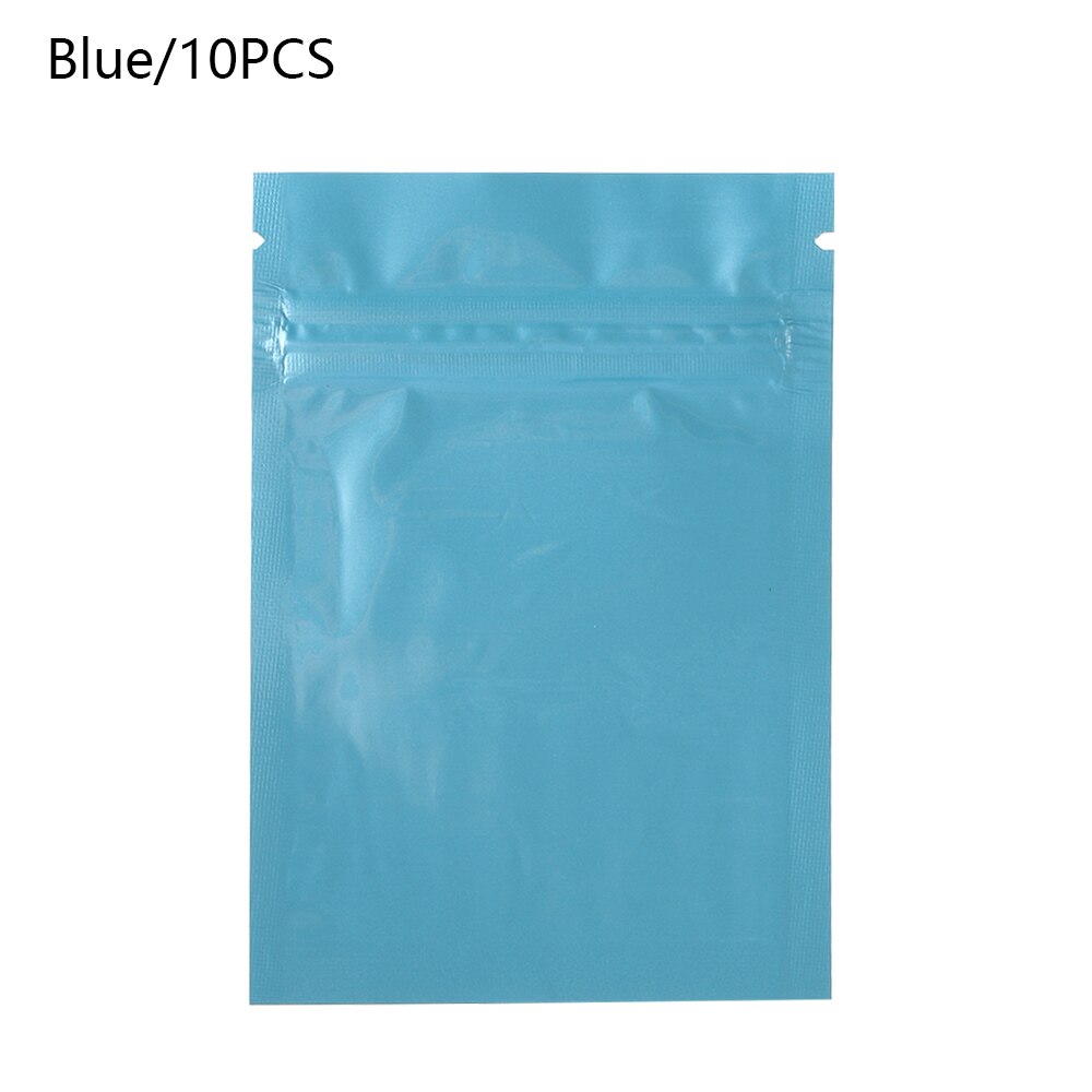 10 stk miljøvenlig aluminiumsfolie lille pose organisation blank varmeforsegling flad lynlås detail opbevaringspose: Blå -10 stk