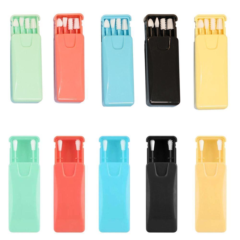 2/4Pcs/box Reusable Cotton Swab Ear Cleaning Cosmetic Silicone Buds Swabs Sticks Double-headed Recycling For Cleaning Makeup