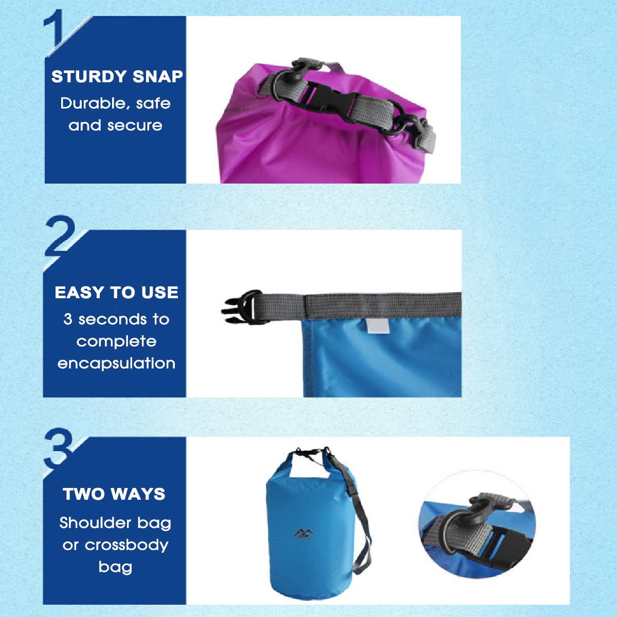 5l sacs de natation portables, sac étanche, sac de rangement, sac pour camping en plein air, randonnée, natation, trekking, navigation de plaisance