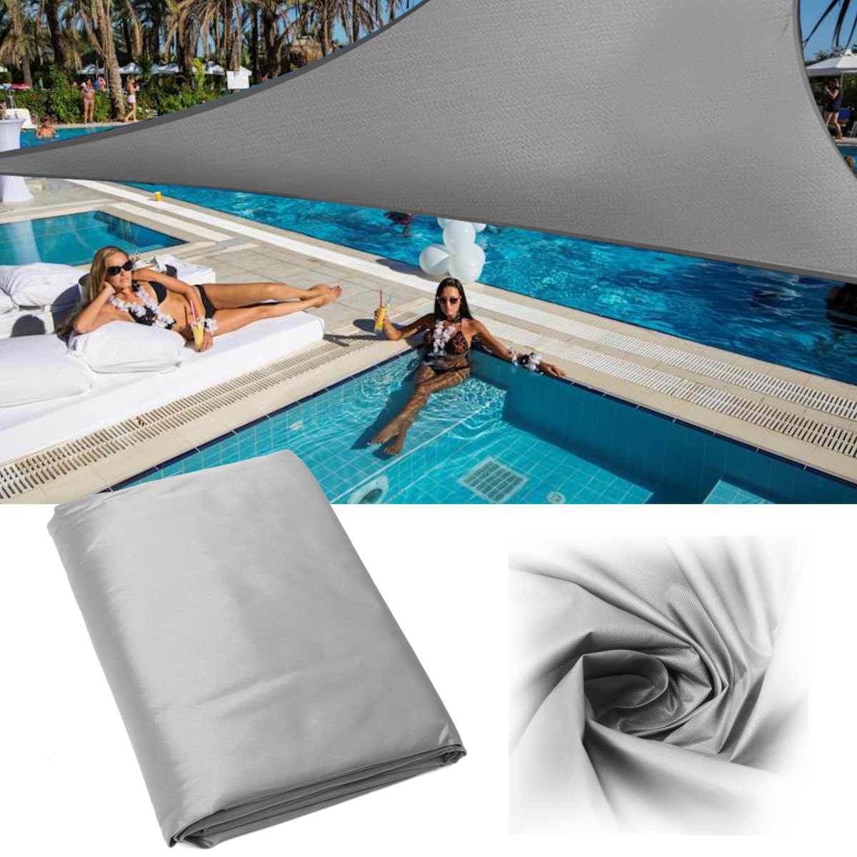 5x5x5M Triangle Shade Sail Net Cloth Outdoor Swimming Pool Waterproof Sun Shade Sail Prevent UV Canopy Home Garden Awning Cover