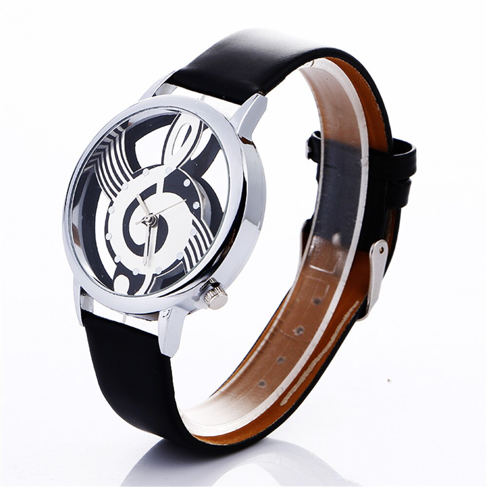 Womans Watch Musical Note Painting Leather Strap Bracelet Lady Male Female Wrist Watches Femmes Montres Clock