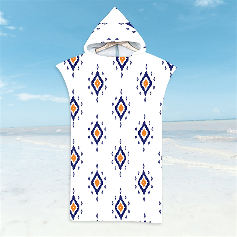 Albornoz de estilo étnico, toalla de playa con rayas onduladas, toallas de baño de secado rápido, capa ligera con capucha, natación, Surf, Poncho para hombres y mujeres adultas: Verde militar