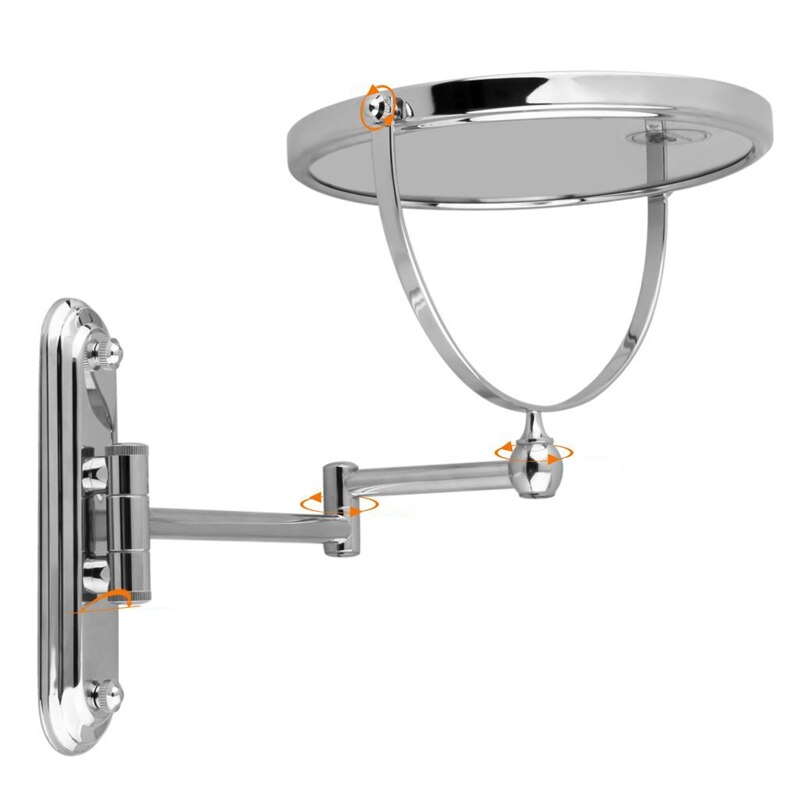 Silver Extending 8 inches cosmetic wall mounted make up mirror shaving bathroom mirror 3x nification