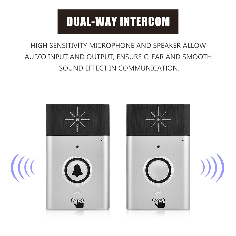 Mini Wireless Doorbell Dual Way Voice Intercom Doorbells 2.4GHz Intercom Doorbell With Mic And Speaker Interphone System​​