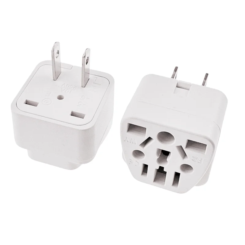 Noir blanc 10A 250V US/EU/UK/AU vers les états-unis Canada japon Taiwan mexique 2 broches adaptateur de voyage prise convertisseur de prise universelle type-a: WHITE
