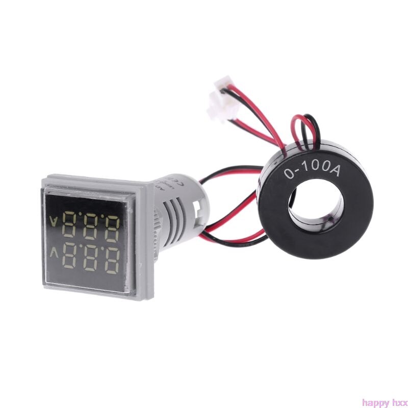 Square LED Digital Dual Display Voltmeter & Ammeter Voltage Gauge Current Meter AC 60-500V 0-100A: W