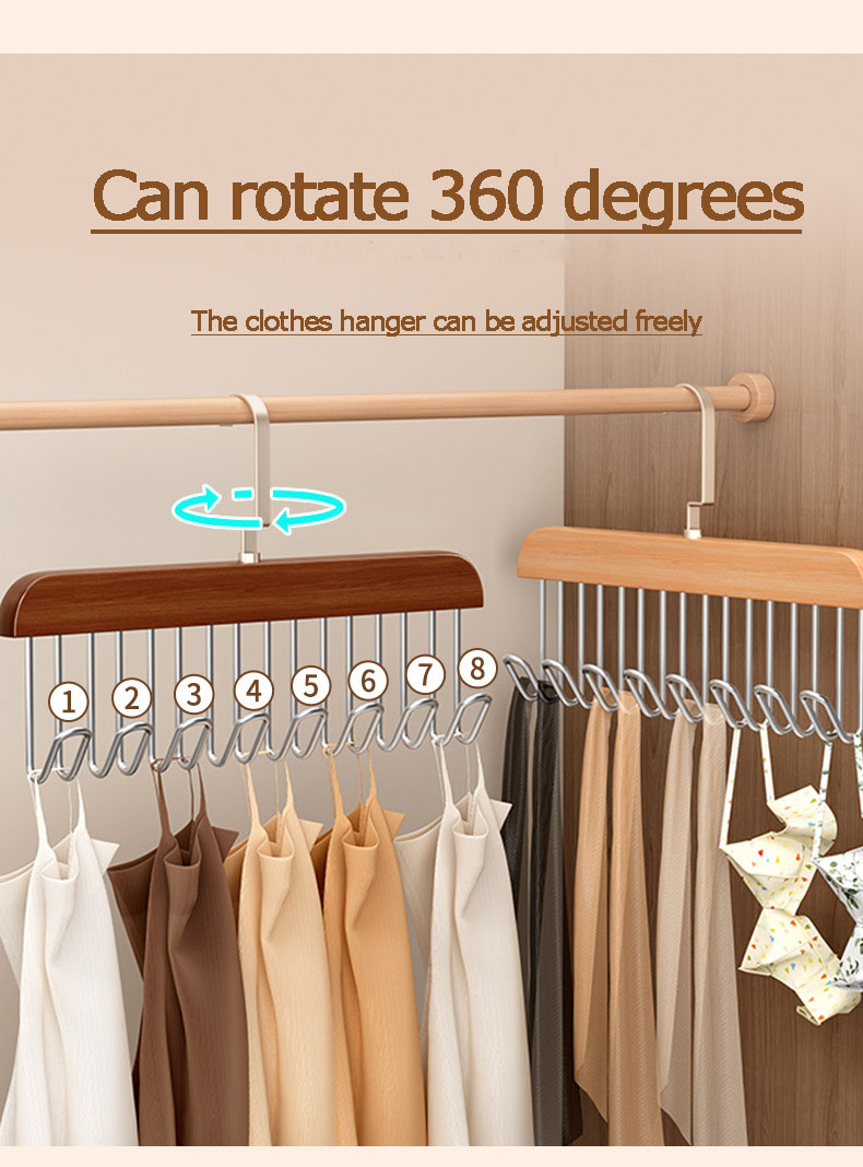KNOW 8 ganchos percha de madera para ropa perchas antideslizantes fuertes de multifunción para uso doméstico con gorro colgante colgador de cinturones