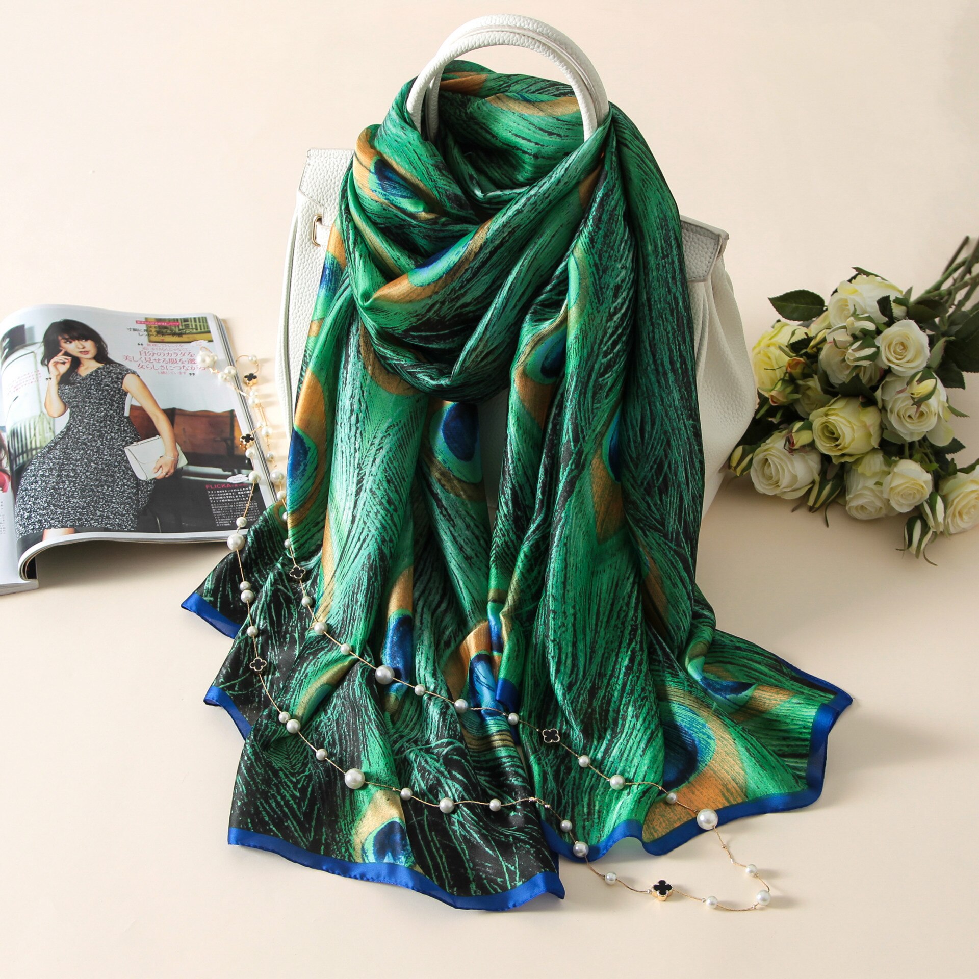 BGW HT4278 Soie Écharpe De Foulard Satin Écharpes – Grandado