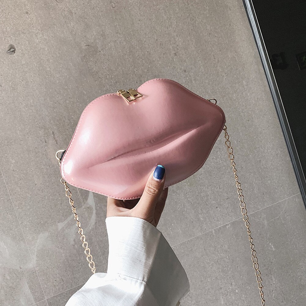 Lips Shape PVC Handbags Women Zipper Shoulder Bag Crossbody Messenger Phone Coin Bag Evening Party Clutches Bolsas Feminina Saco