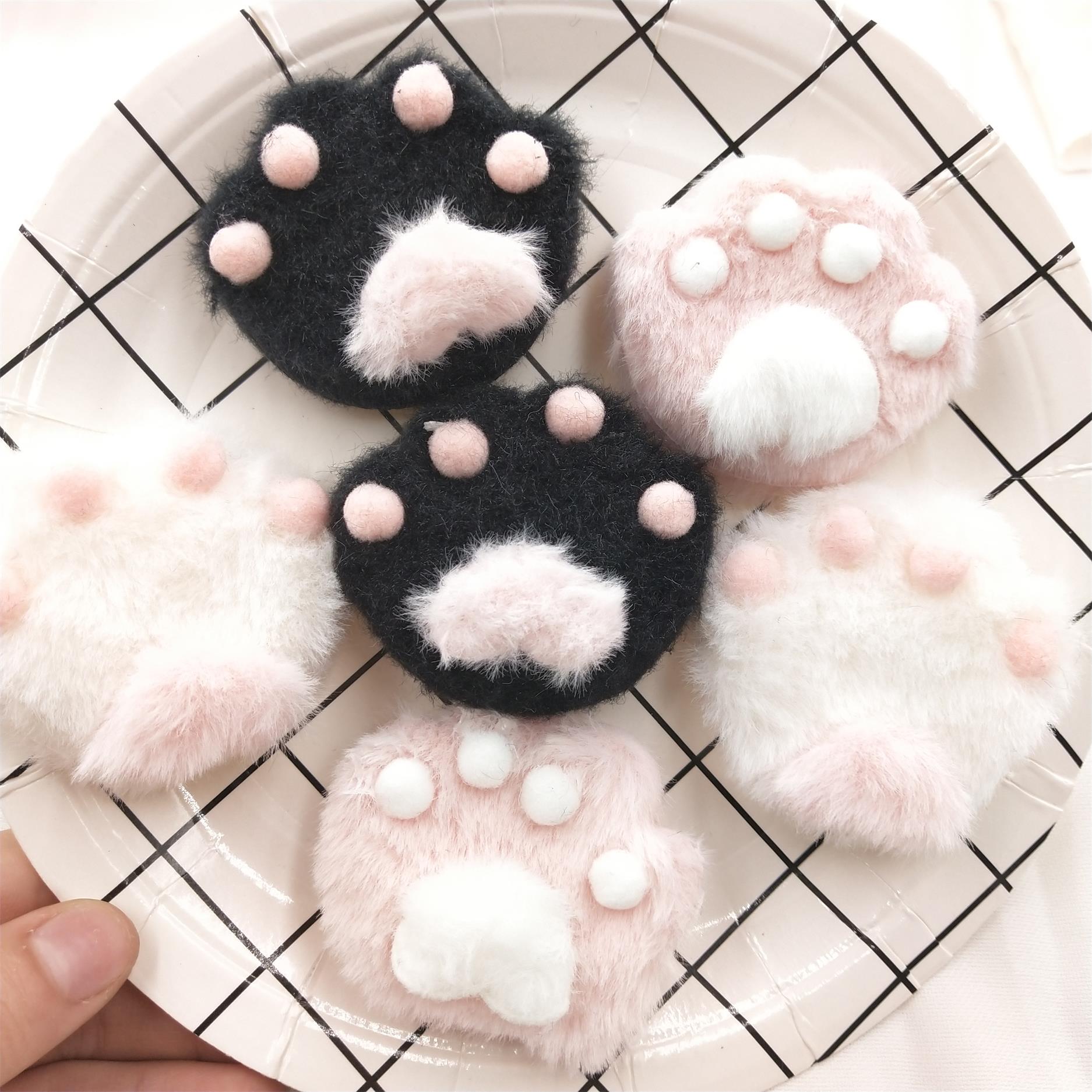 10 stuks/partij pluchen kattenpootprint gewatteerde patches voor kindersokken, tassen, handschoenen en accessoires