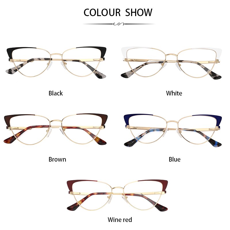 Gafas redondas con de ojo de gato para mujer, anteojos femeninos con montura sin tornillos, de estilo Vintage, a la