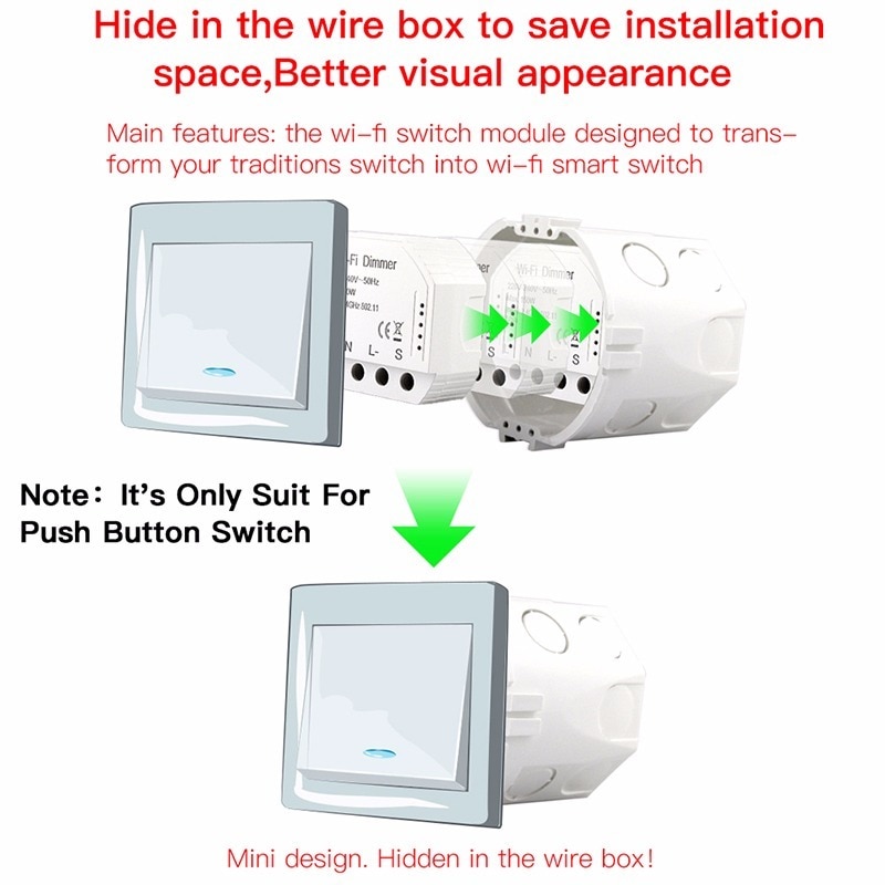 Regulador de intensidad de luz LED inteligente con WiFi, Control por aplicación remota Tuya, interruptor de 1/2 vías, funciona con Alexa de Google, bricolaje