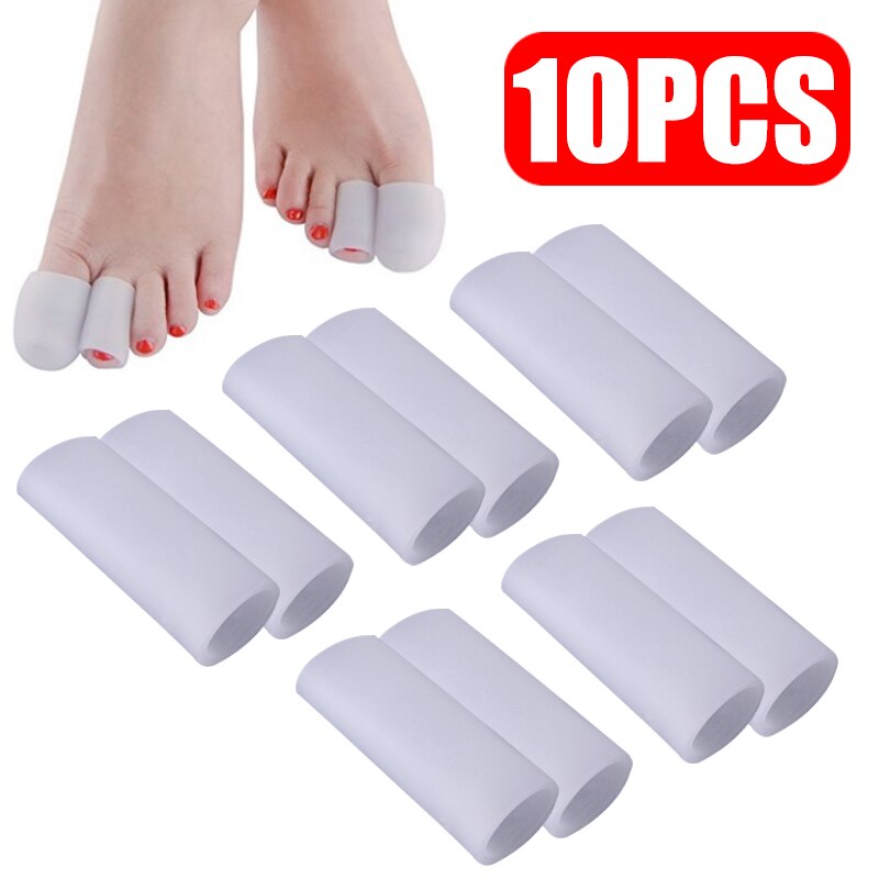 5 pares de Gel de silicona para dedos, Protector de tubo para dedos, mangas para el dedo del pie para alivio del dolor de fricción, herramientas para el cuidado de los pies