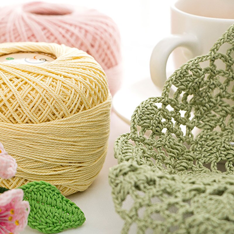 50g/ball 5# Lace Yarn 3 ply 100% Cotton for Hand Knitting Crochet Thin Thread for DIY Pillow Lace Supplies Soft