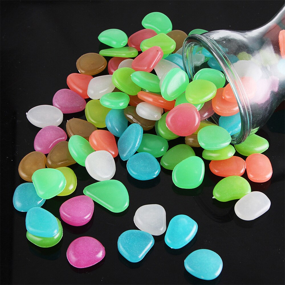 100PCS Glowing Stones For Decorations Fish Aquarium Luminous Stone Indoor Outdoor Garden Stones Rocks Glow in the Dark Pebbles