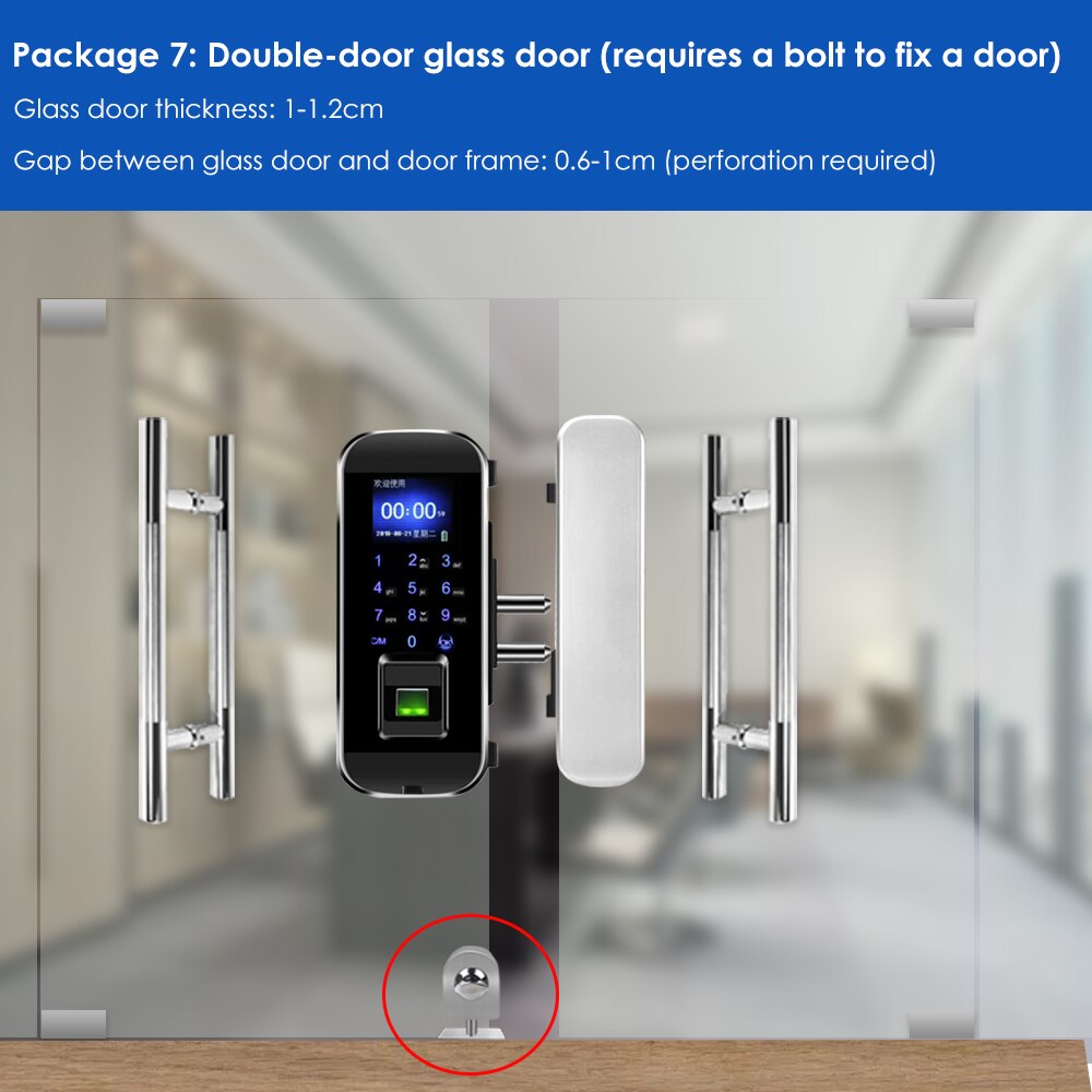 Fingerprint electronic door lock Office single/double door password lock fingerprint touch lock access control system: Cool black3