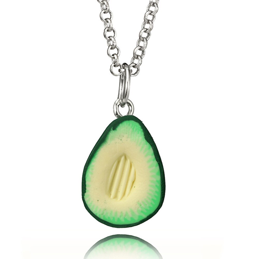 Lovely Avocado with Nuclear 3D Clay Alloy Necklace Pendant Couple Decoration Charm Friendship DIY Jewelry: oval green