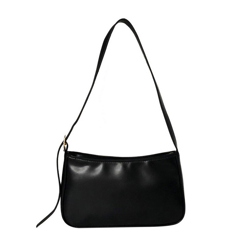 Ins Vrouw Trendy Groen Wit Enkele Riem Handtassen Pu Leer Rits Schoudertas Vrouwelijke Hobo Vintage Handtas Lente Zomer: Black 2