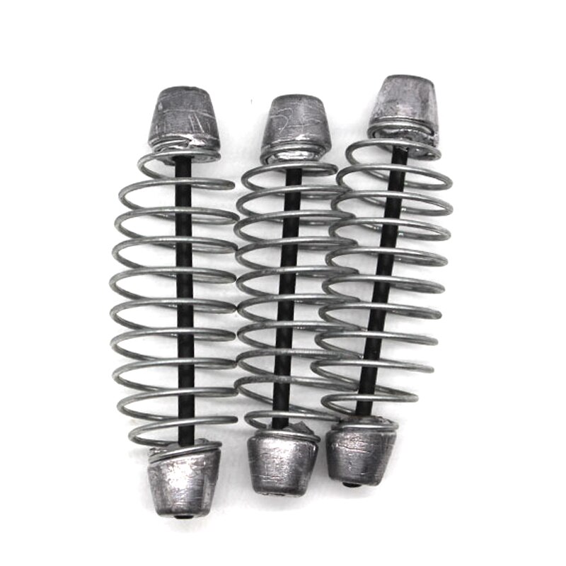 Bimoo 2PCS Spring Bait Feeder with Lead Weight Sinker for Bottom Fishing Rigs Carp Catfish Saltwater Fishing Accessory