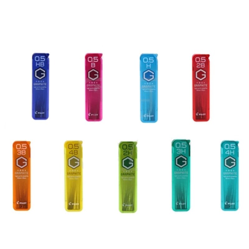 Lote de 4 tubos Pilot Neox de grafito de alta pureza de plomo-0,5mm 4H/3H/2 H/H/HB/B/2B/3B/4B para suministros de escritura de lápiz mecánico