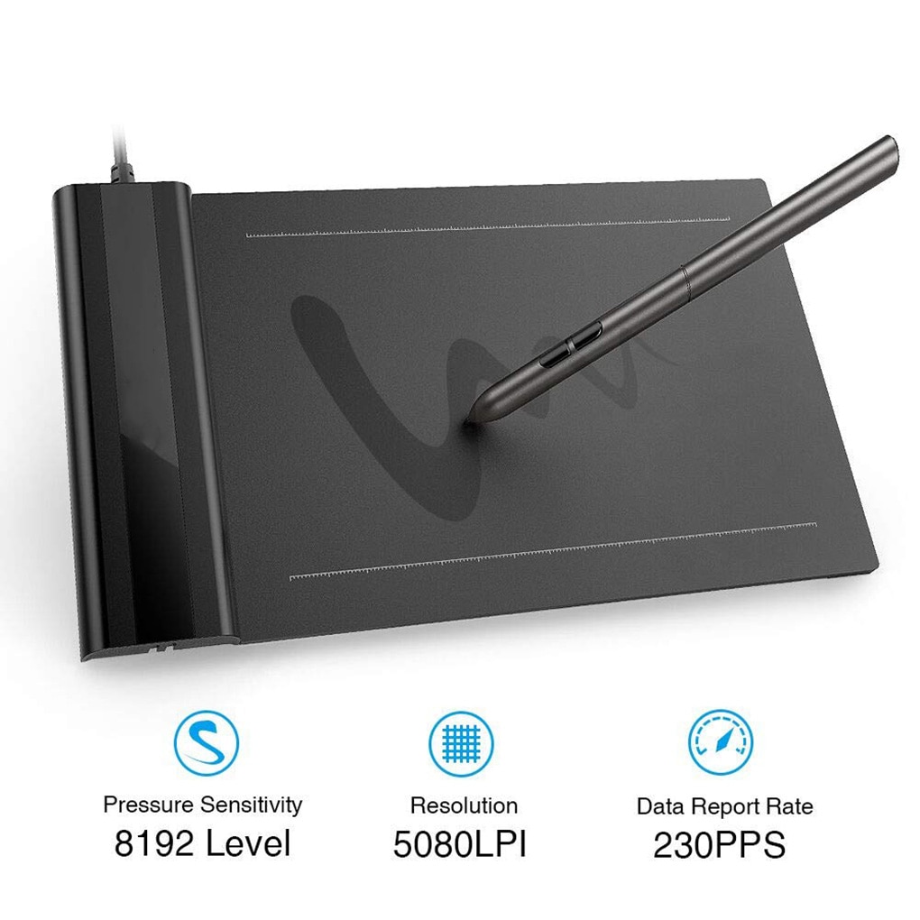VEIKK – tablette graphique S640, 6x4 pouces, Ultra fine, noire, pour dessin Digital OSU, avec stylet passif, 8192 niveaux de pression