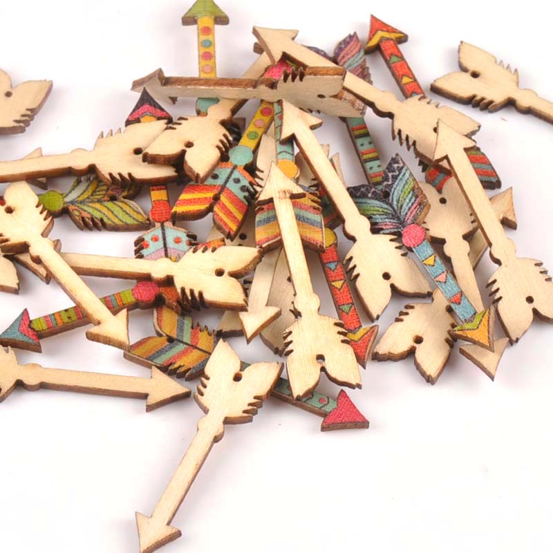 25 pièces flèches mélangées forme bois artisanat Scrapbook bricolage pour bois tranches ornements décoration de la maison accessoires Arts 34x12mm m1815