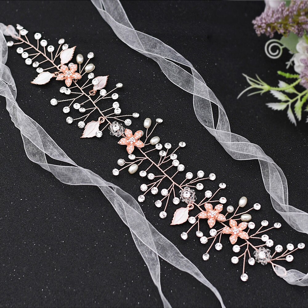 ZMHP236 de enredadera para el cabello de la boda joyería de pelo de la flor de diadema de hojas de pelo de las mujeres de la tocado Hairwear: RG-ivory organza