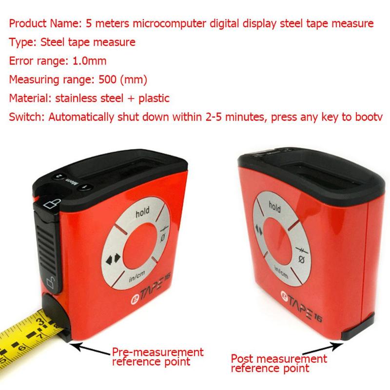 5m/16ft Portable Digital Tape Measure LCD Stainless Steel Circumferences Measuring Tape High Precision Measuring Ruler Tools