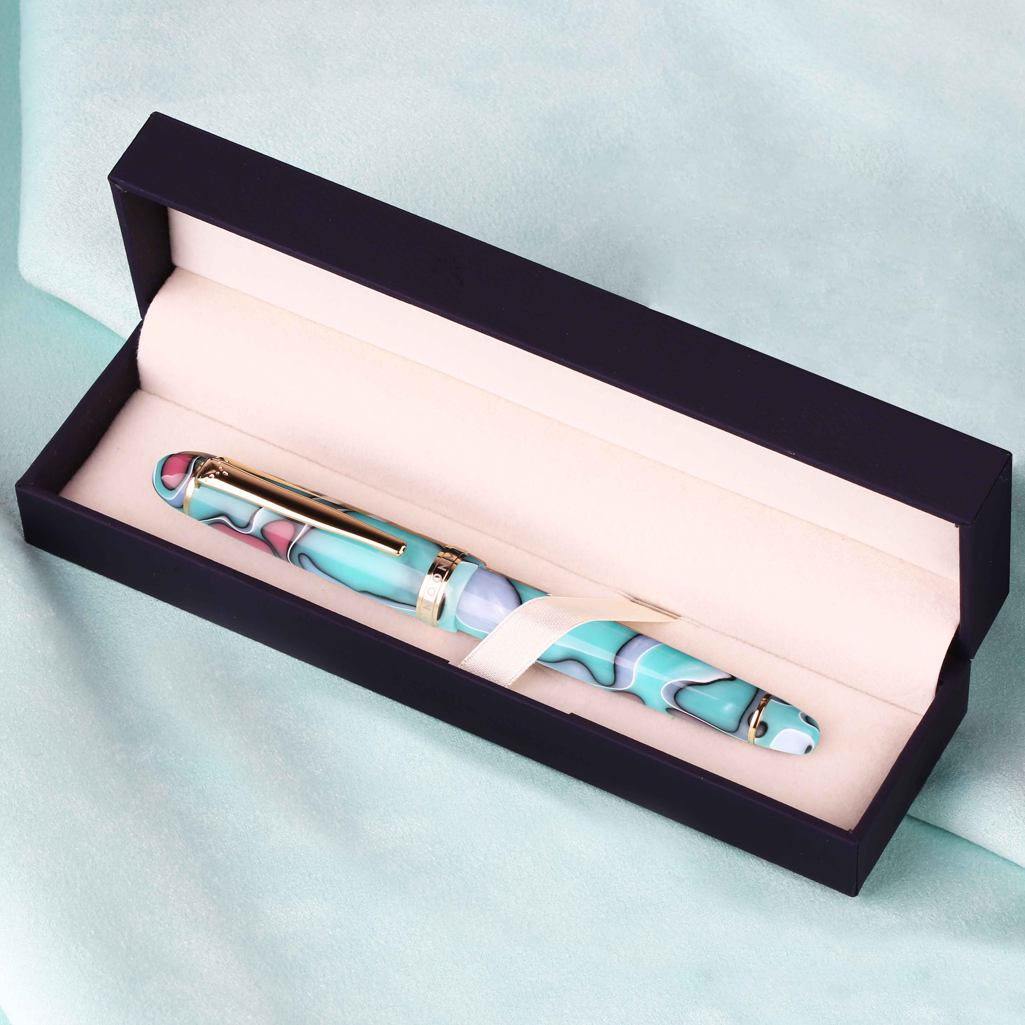Moonman S3 Colorful Resin Fountain Pen Camouflage Gold-plated EF/F Nib Ink Pen Original Box: Blue(Original BOX) / F